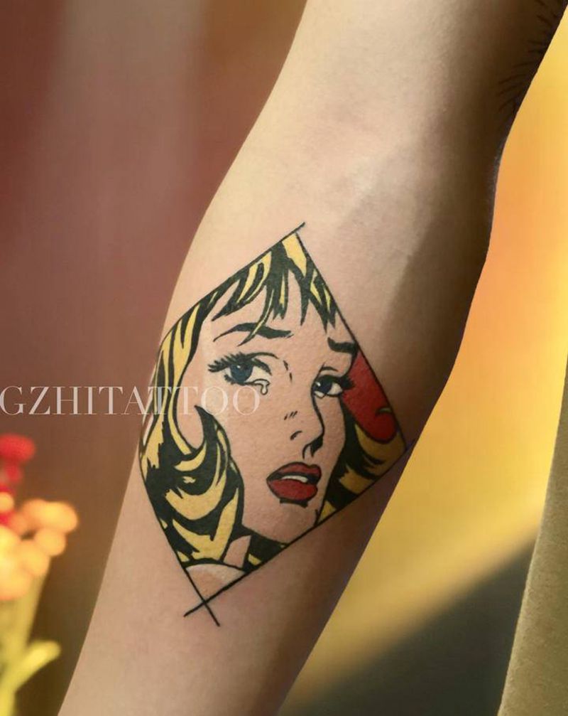 波普纹身图片_手臂腿部水彩New School波普艺术纹身图案