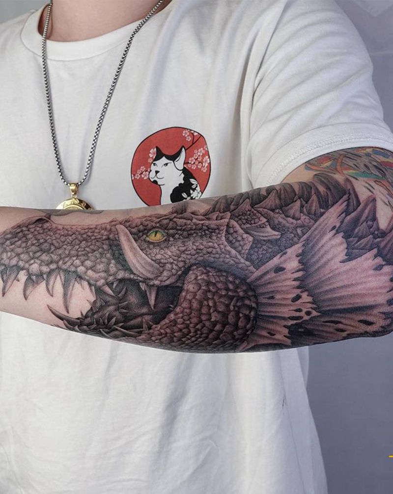 狂暴巨兽纹身图片_手臂欧美写实纹身图案