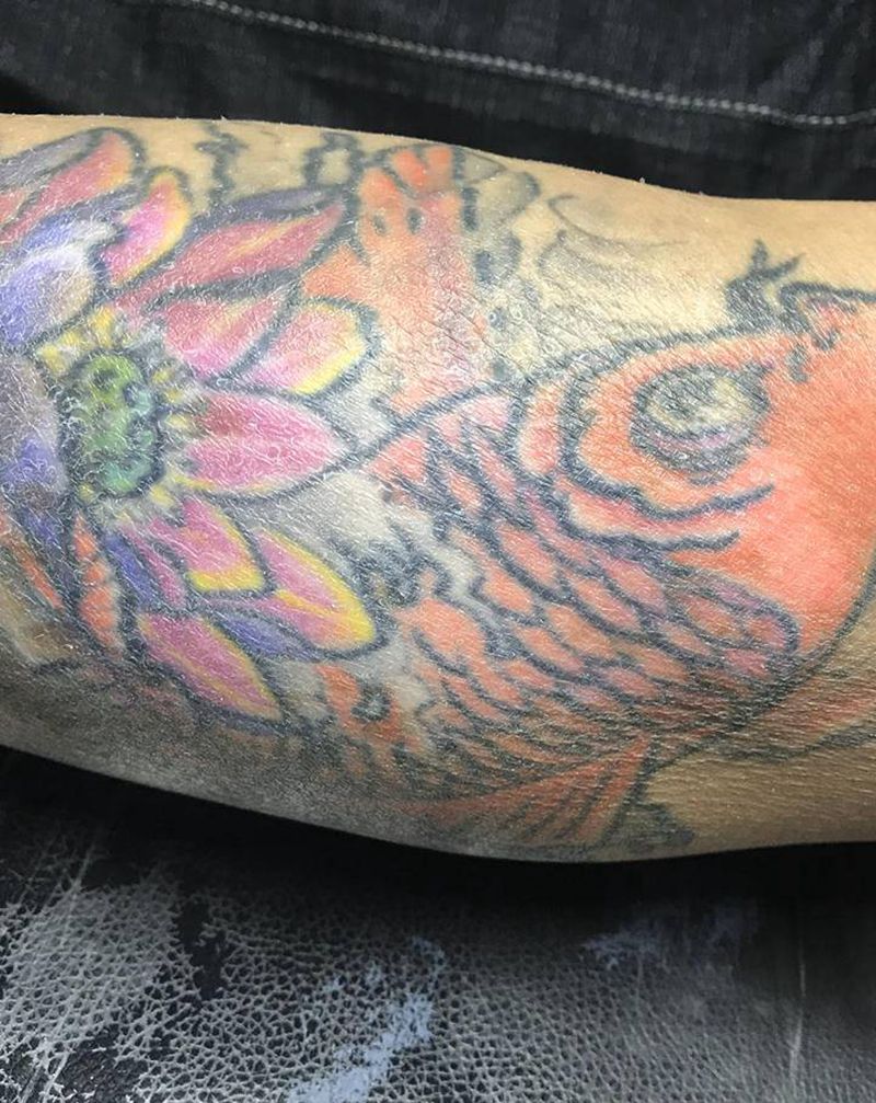 洗盖纹身图片_腿部纹身图案