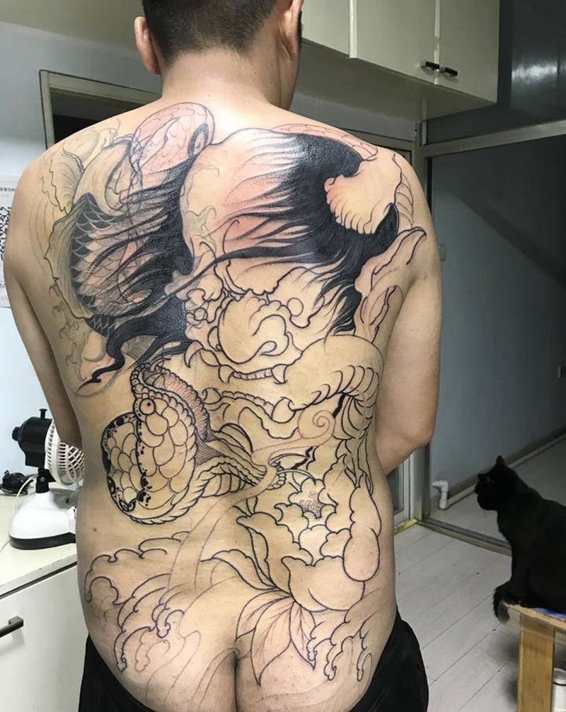 般若纹身图片_背部纹身图案