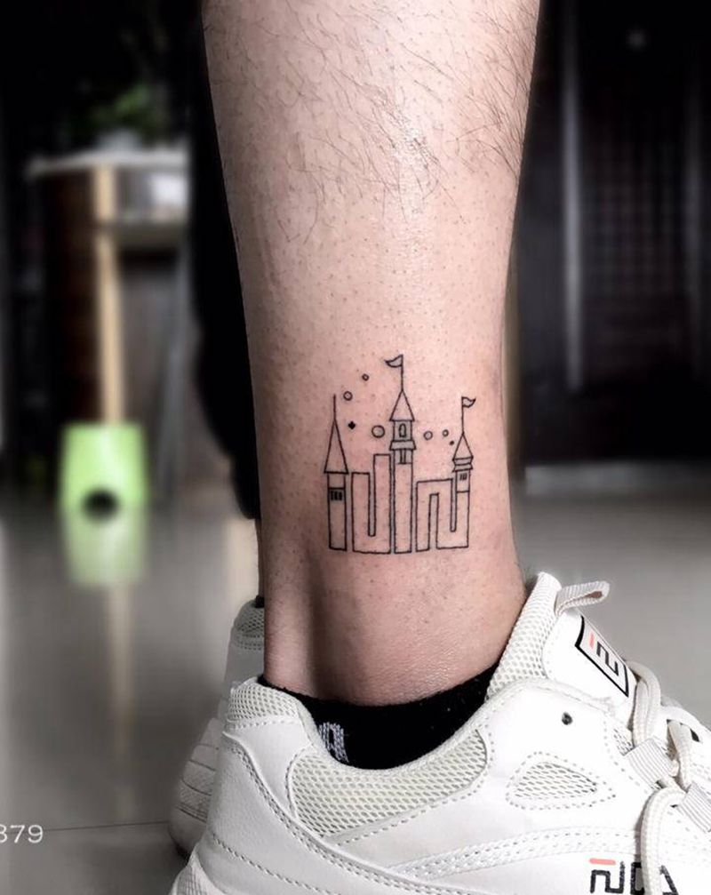 几何纹身图片_腿部几何纹身图案