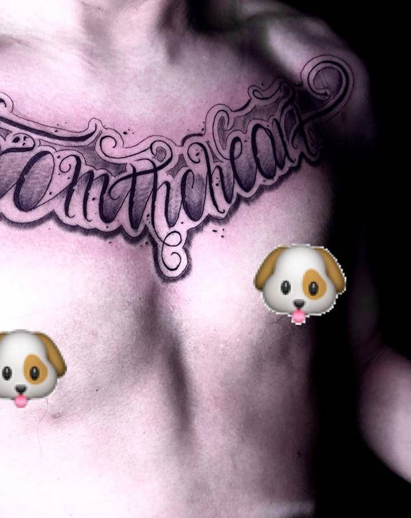 软体纹身图片_胸部纹身图案