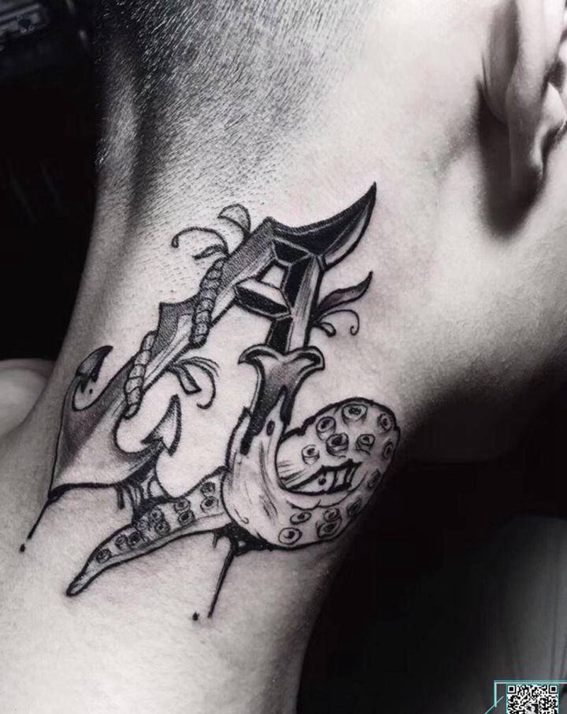 A纹身图片_颈部纹身图案