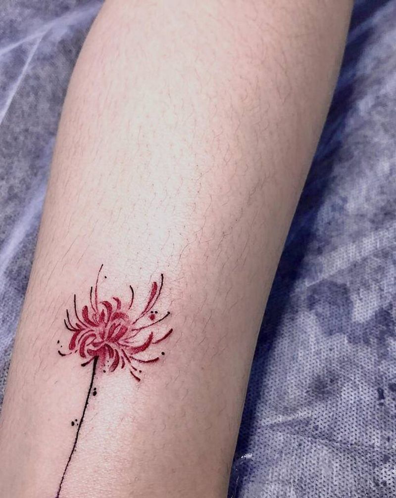 彼岸花纹身图片_脚部纹身图案