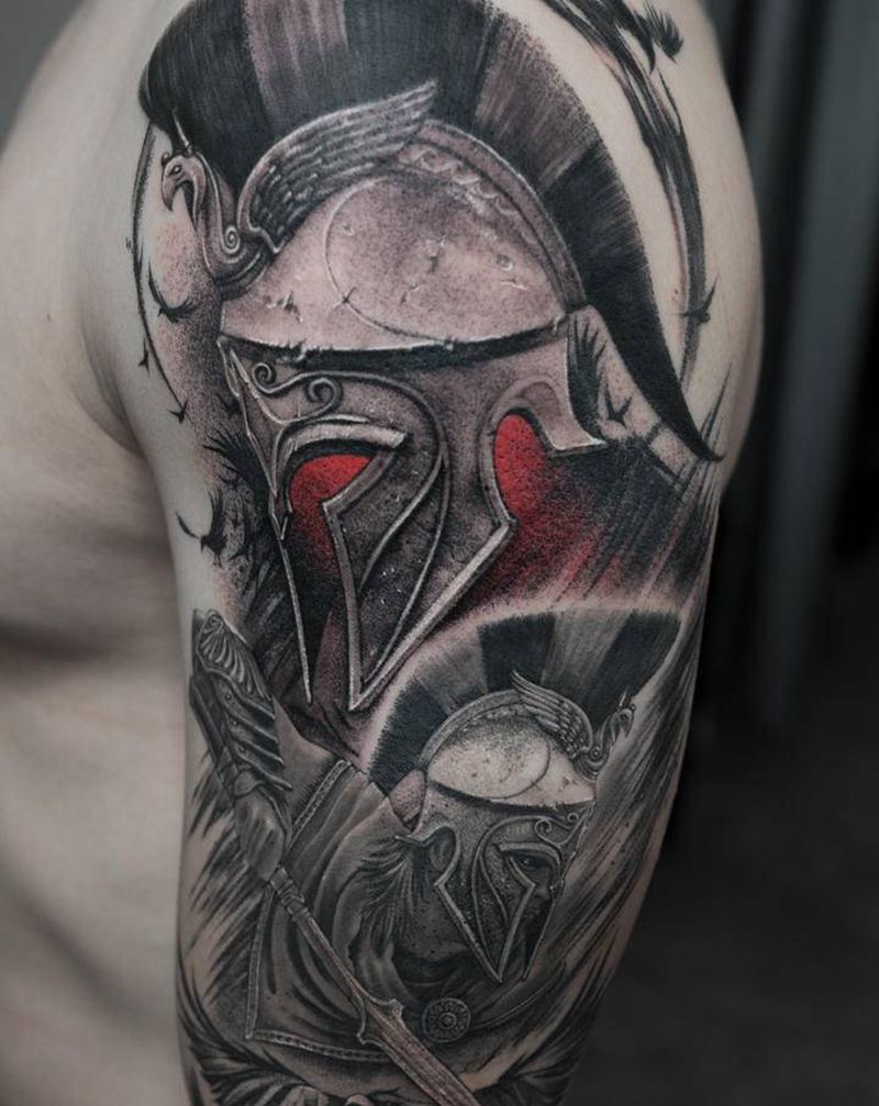 斯巴达纹身图片_手臂手部欧美写实New School纹身图案