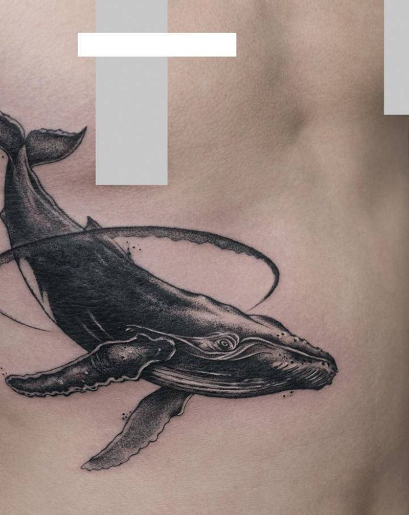 穿越3纹身图片_腹部腰部水彩水墨纹身图案