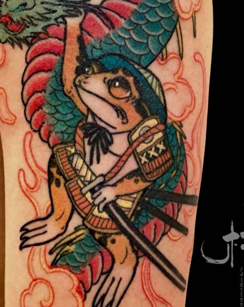 龙蛤蟆（客人自带图）纹身图片_手臂手部老传统新传统纹身图案