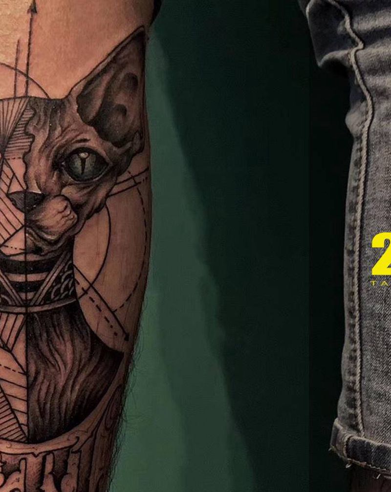 猫纹身图片_点刺纹身图案