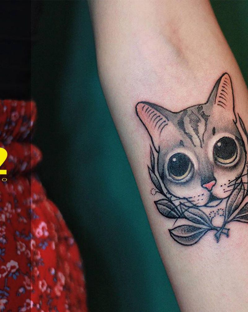 喵纹身图片_手部纹身图案