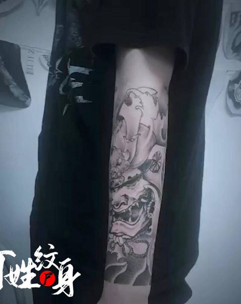 鬼武士/纹身图片_手臂老传统纹身图案