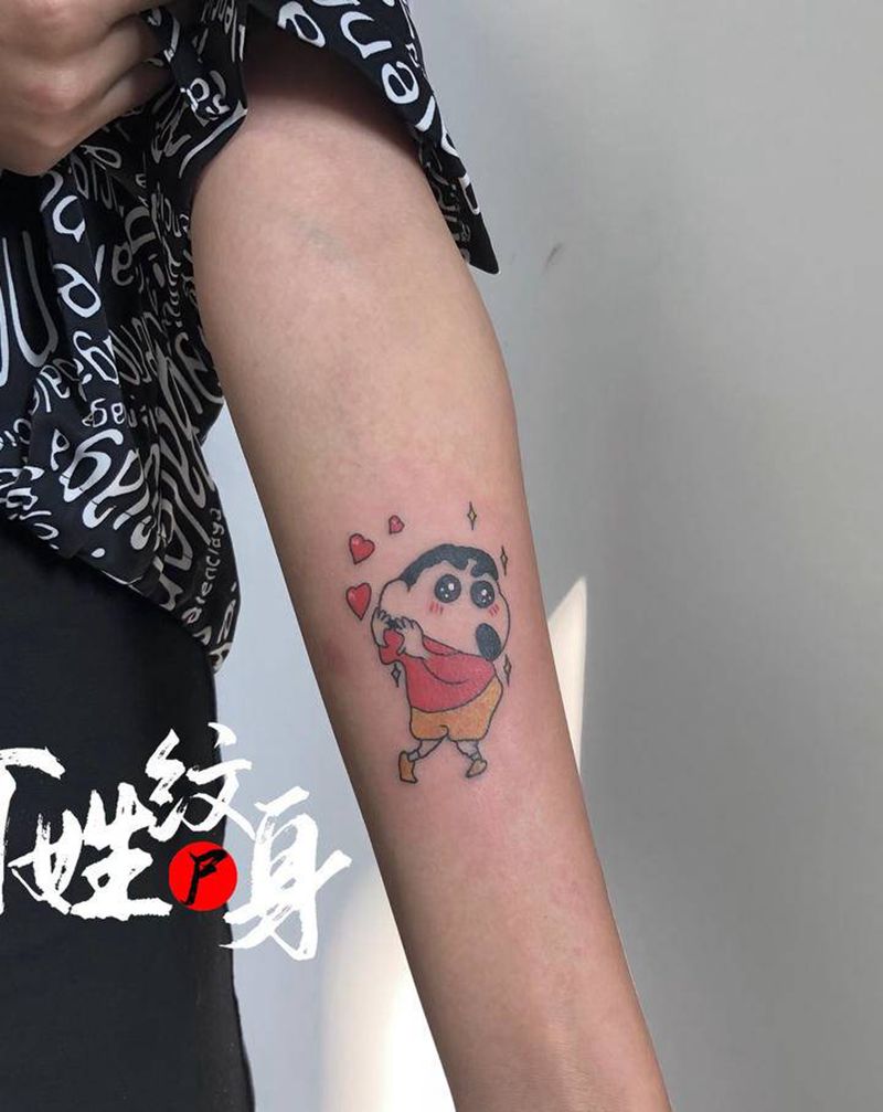 蜡笔小新纹身图片_手臂小清新纹身图案