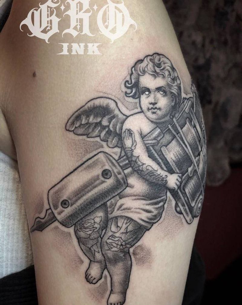 tattoo baby纹身图片_手臂手部欧美写实New School宗教 天使纹身图案