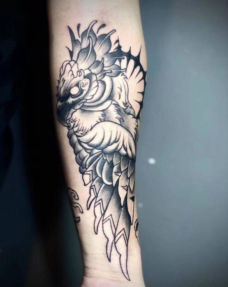 鹦鹉纹身图片_手臂New School纹身图案