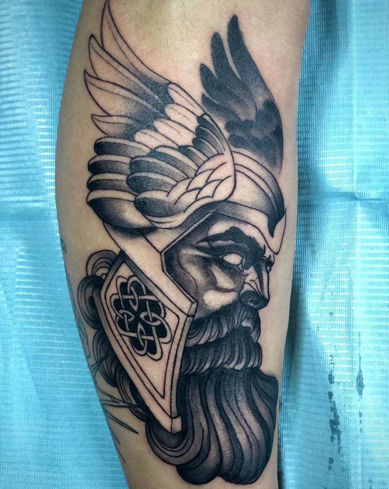 海神纹身图片_腿部New School纹身图案