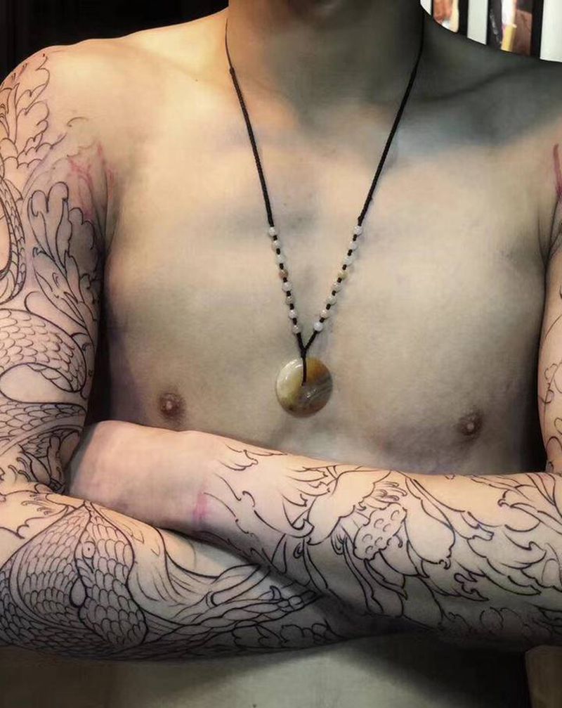 双臂新传统纹身图片_手臂新传统纹身图案