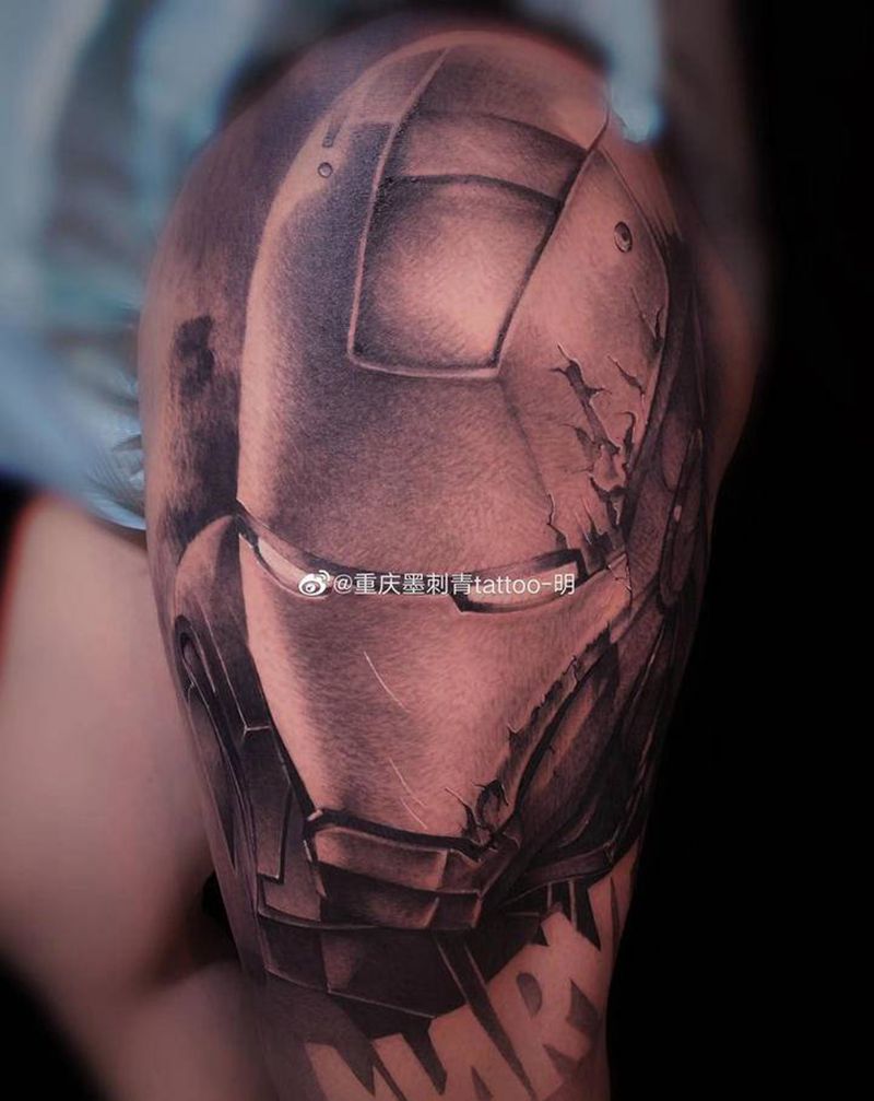 钢铁侠纹身图片_欧美写实纹身图案