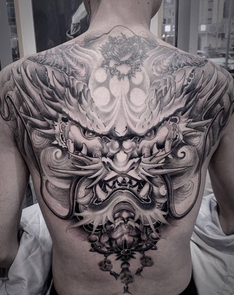 完事纹身图片_背部新传统纹身图案