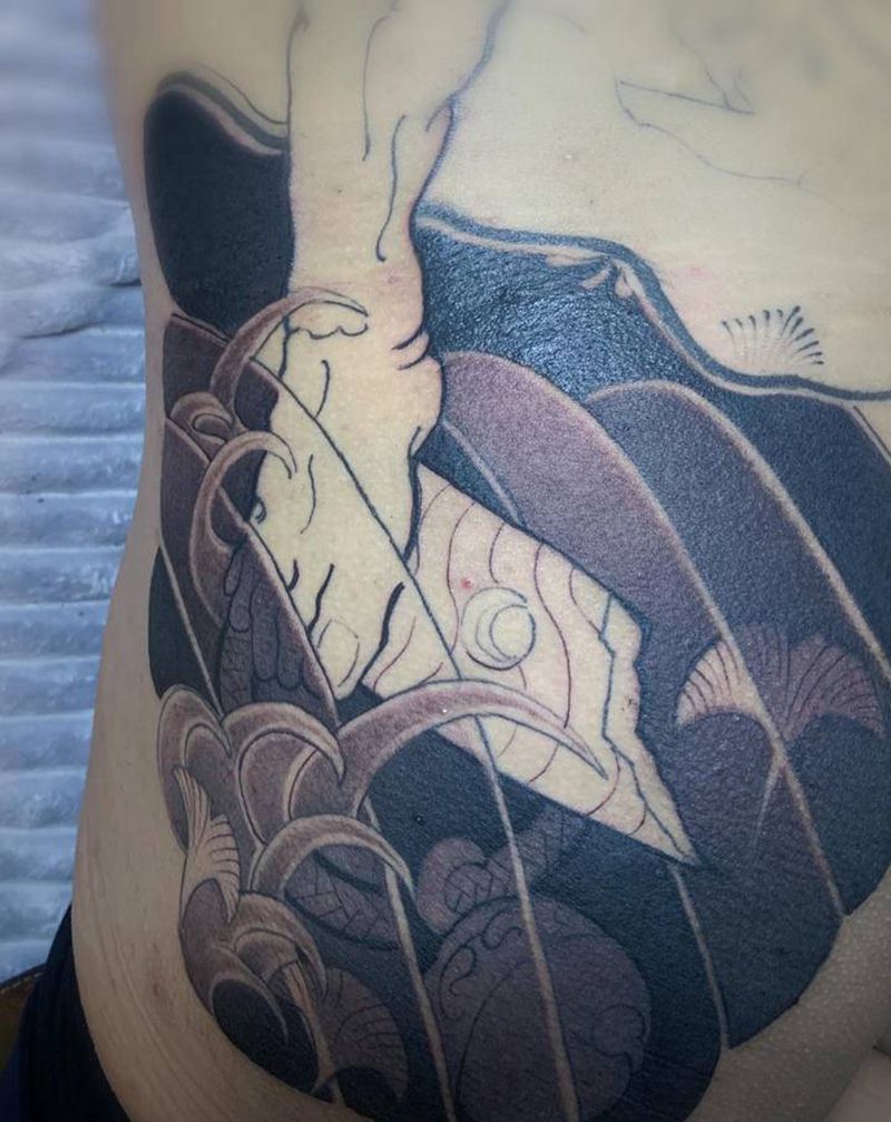 尝试做了一次日式纹身图片_臀部纹身图案