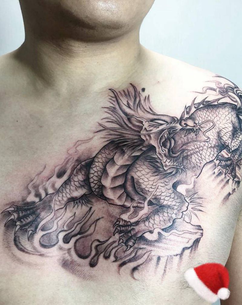 麒麟纹身图片_胸部新传统纹身图案