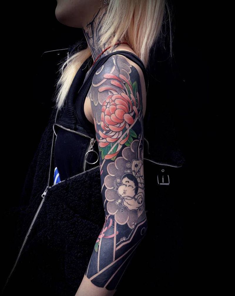 还差一次就竣工纹身图片_手臂老传统纹身图案