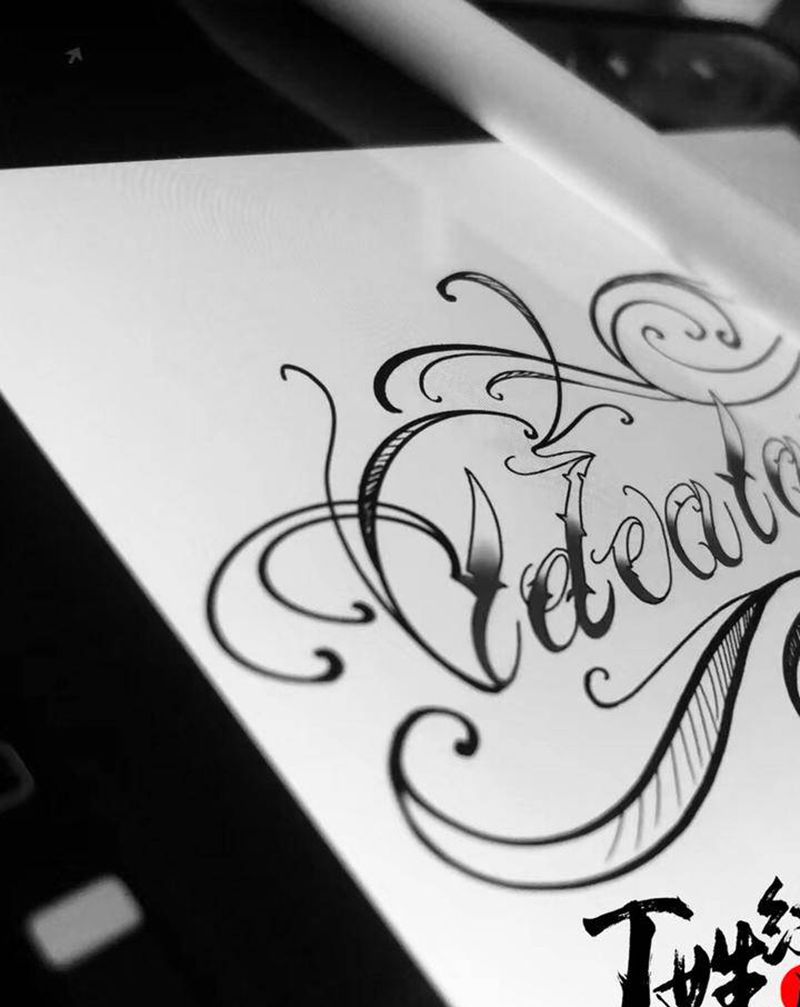 原创花体英文手稿纹身图片_花体字纹身图案