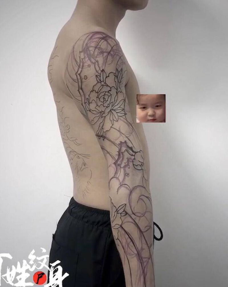 老传统手绘设计过程/纹身图片_手臂老传统纹身图案