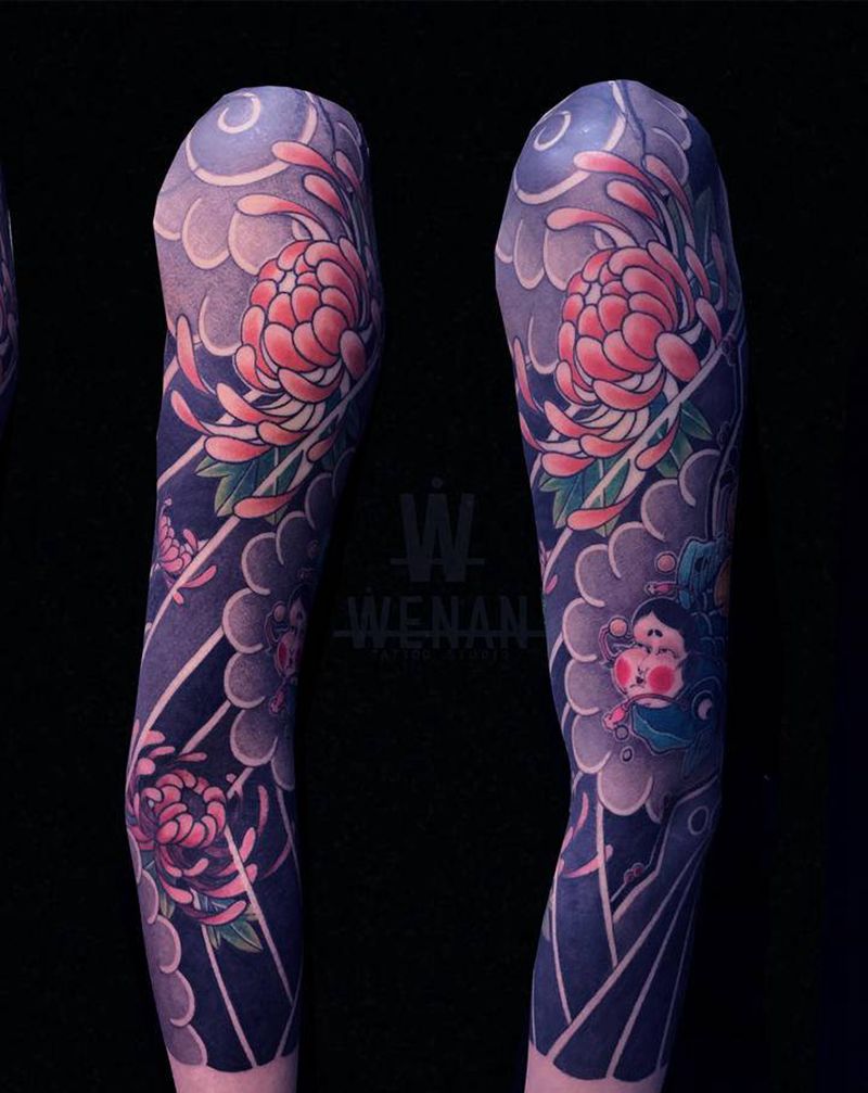 ▪️[老传统七分袖]竣工 元素纹身图片_手臂老传统纹身图案