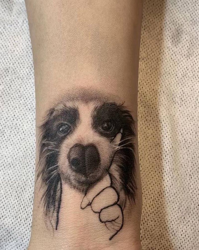 小狗遮盖纹身图片_手臂欧美写实纹身图案