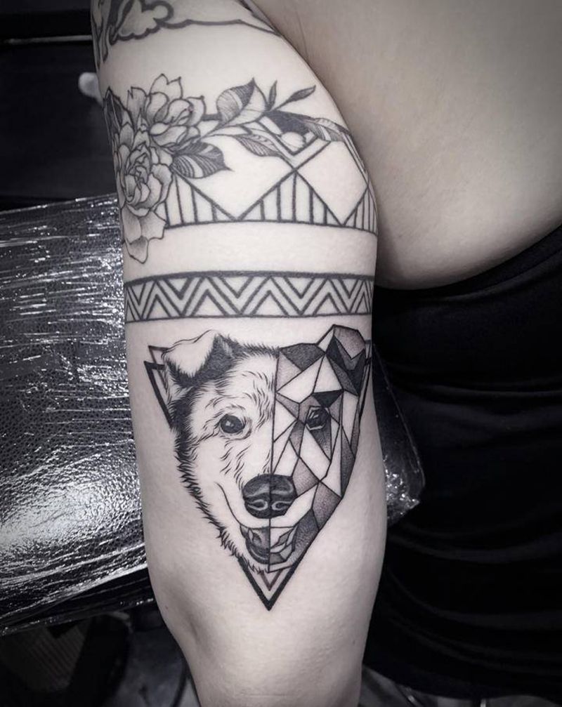 小狗/原创纹身图片_手臂点刺纹身图案