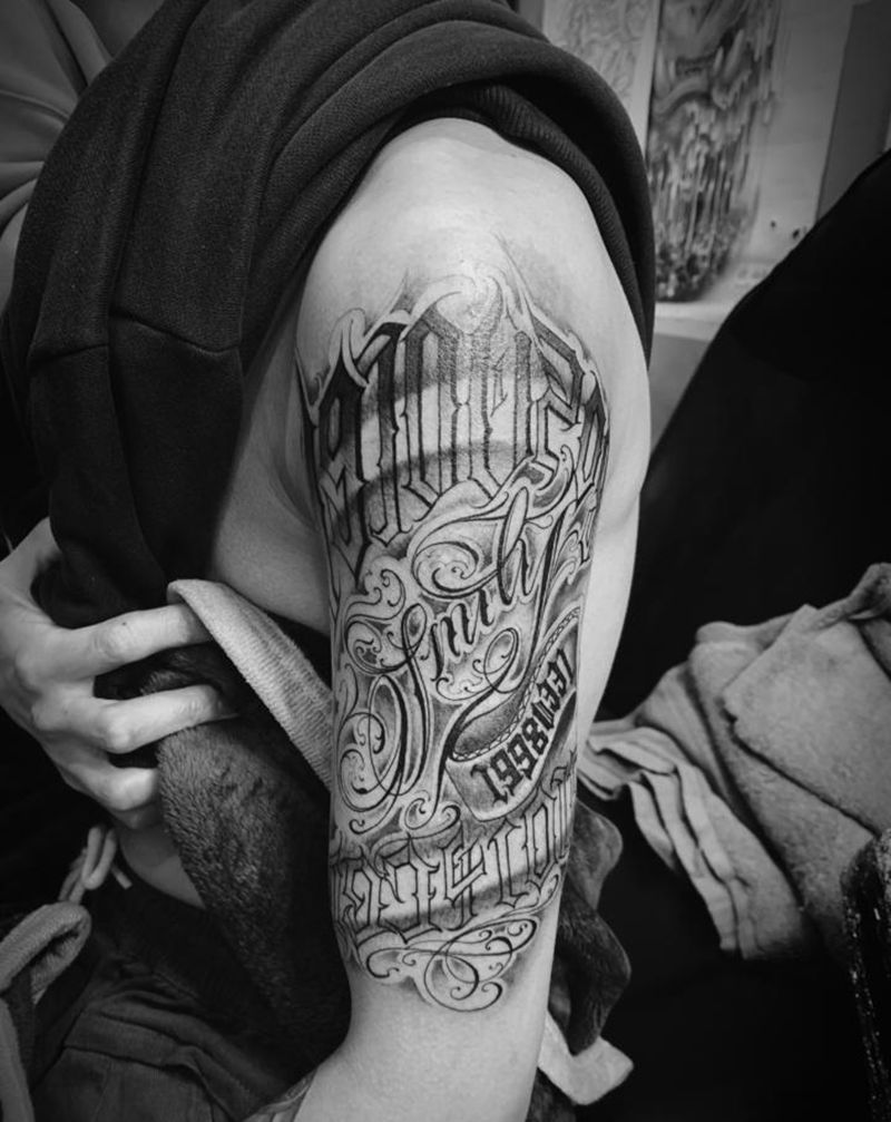 花体/生日/原创纹身图片_手臂花体字纹身图案