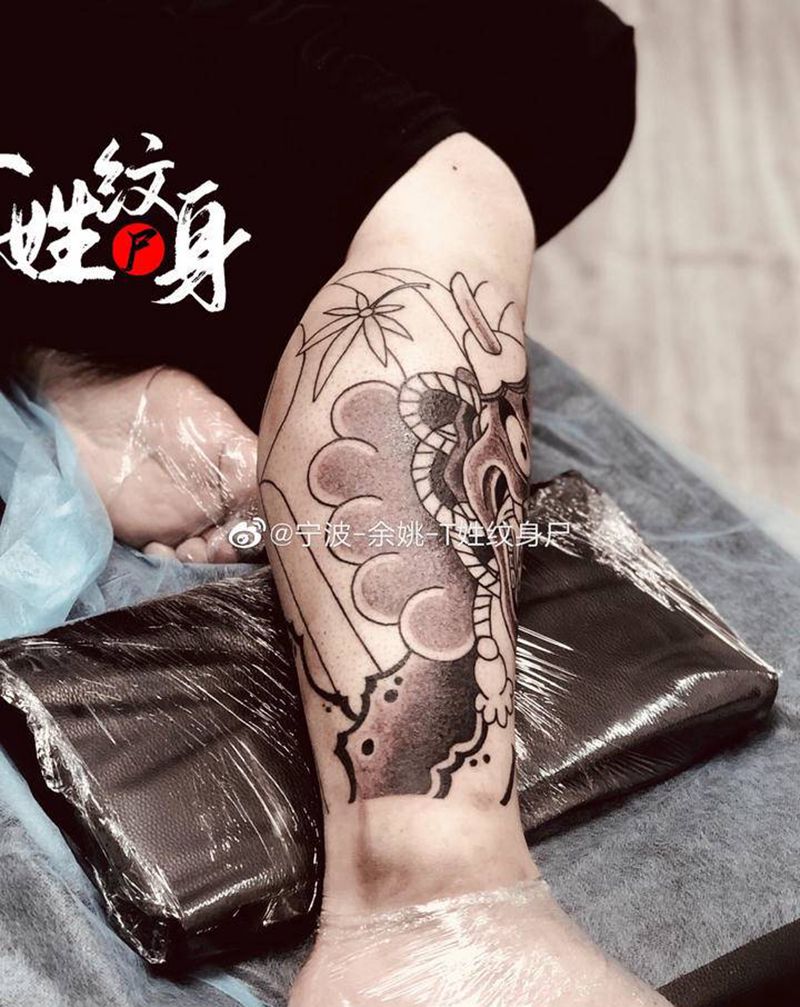 老传统/未完成❎纹身图片_腿部老传统纹身图案