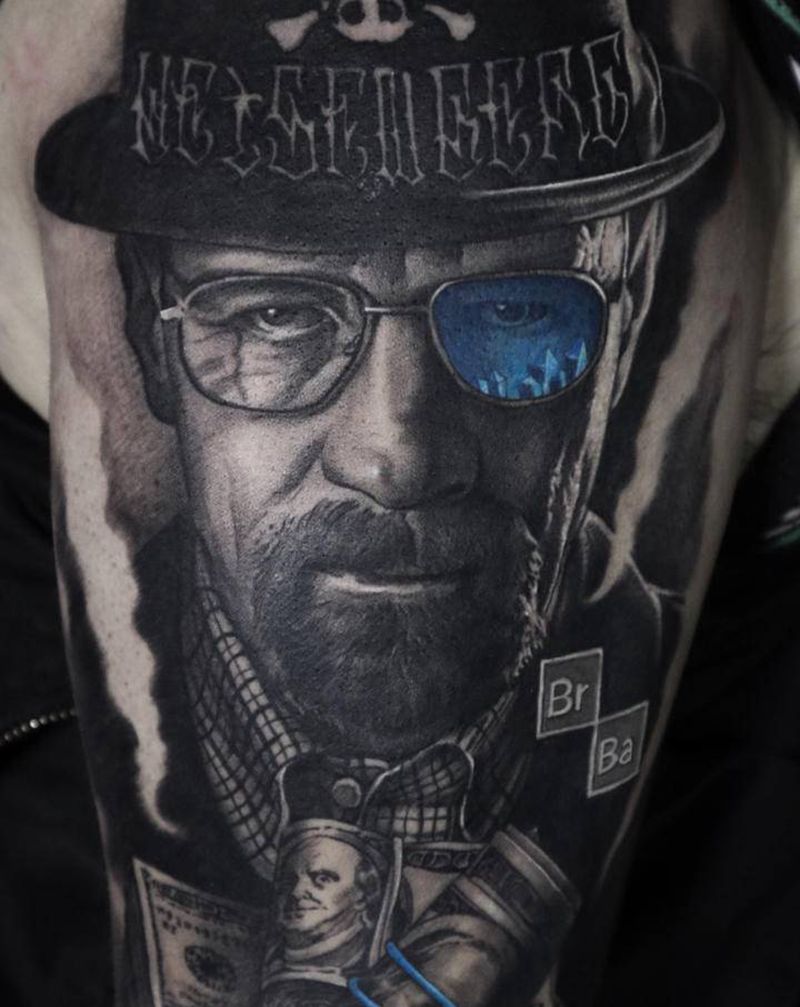 绝命毒师纹身图片_手臂脚部欧美写实纹身图案