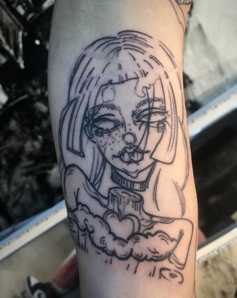 new school拼接花臂纹身图片_手臂New School纹身图案