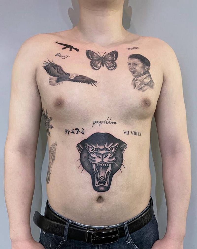 old school黑豹纹身图片_Old School纹身图案