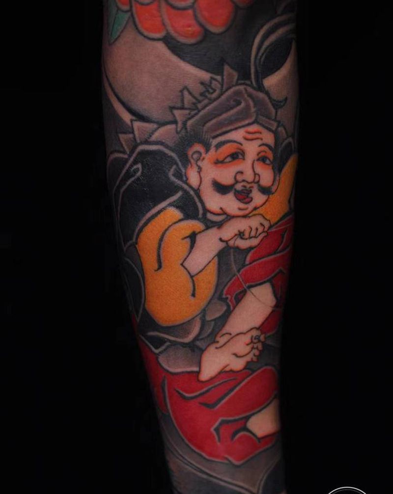 惠比寿纹身图片_手臂老传统纹身图案