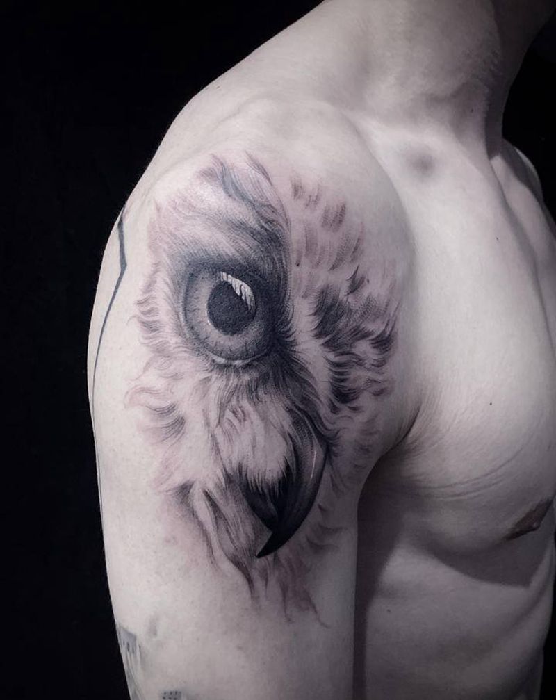 猫头鹰纹身图片_手臂欧美写实纹身图案