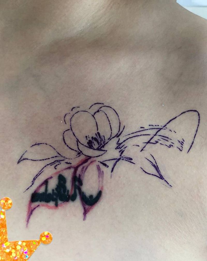 水墨遮盖纹身图片_胸部水墨纹身图案