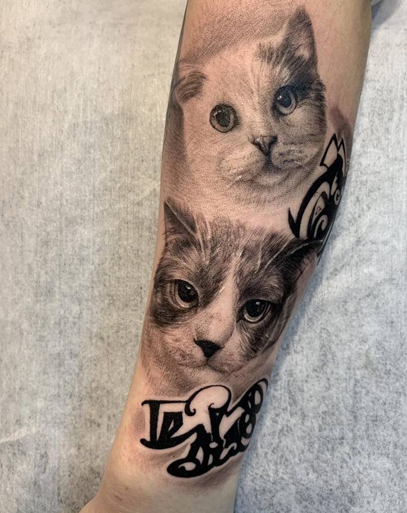 全家福纹身图片_手臂欧美写实纹身图案