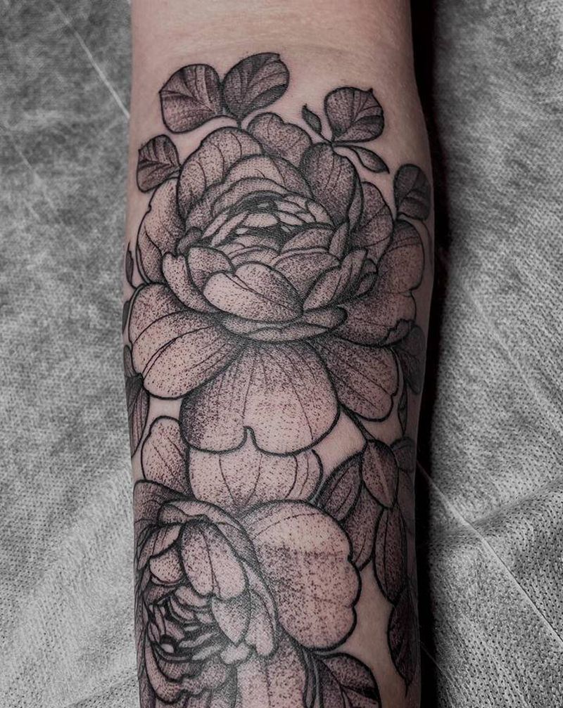 素花纹身图片_手臂点刺纹身图案