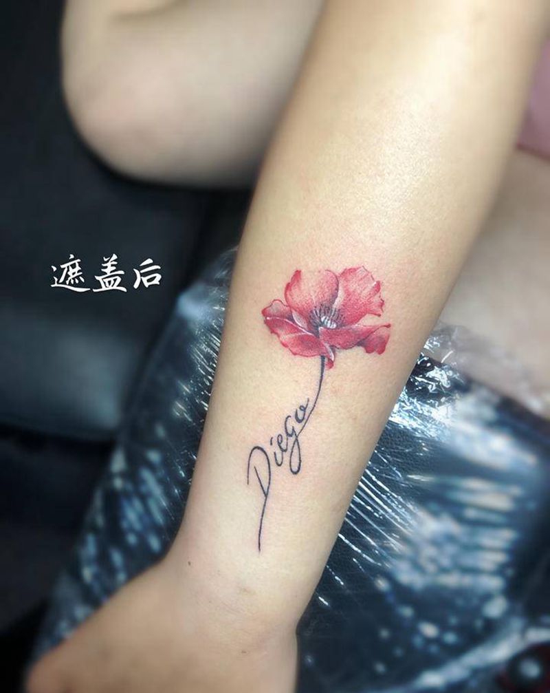 遮盖纹身图片_手部水彩点刺纹身图案