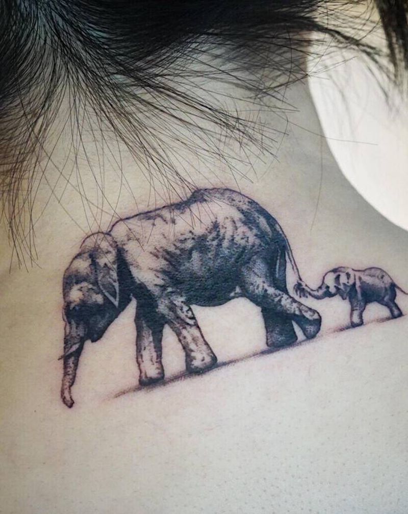 一波儿本店小精致纹身图片_手臂脚部欧美写实花体字象 花 熊猫纹身图案