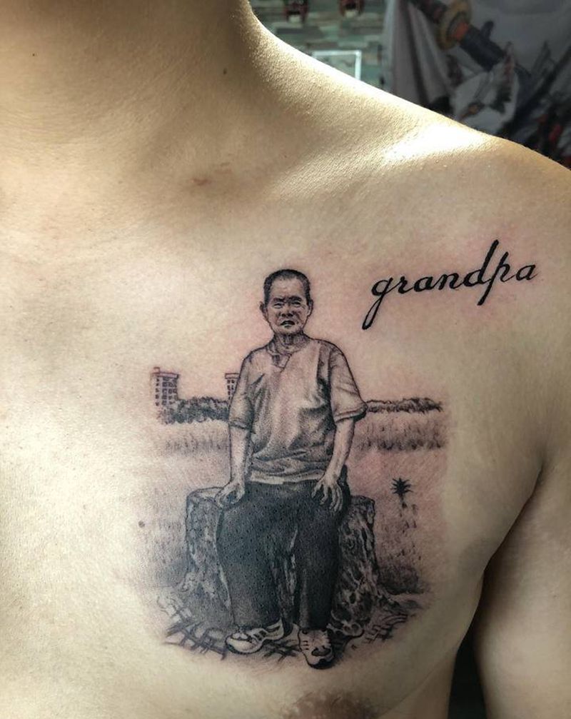 纪念纹身图片_胸部纹身图案