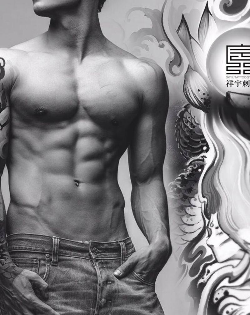 定制手稿纹身图片_手臂新传统哪吒纹身图案