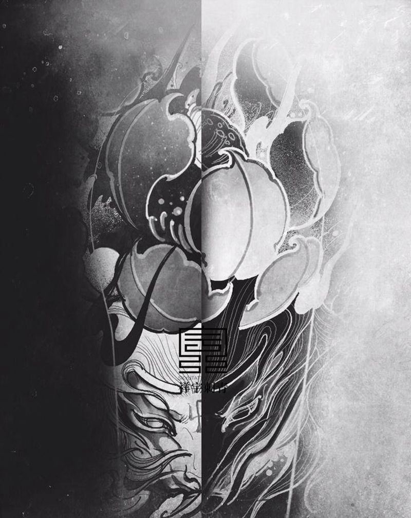 定制手稿纹身图片_手臂新传统大圣 莲花纹身图案