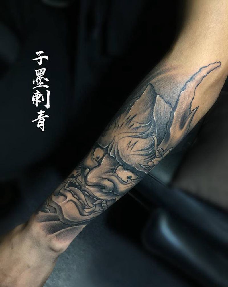 般若包小臂纹身图片_手臂新传统纹身图案