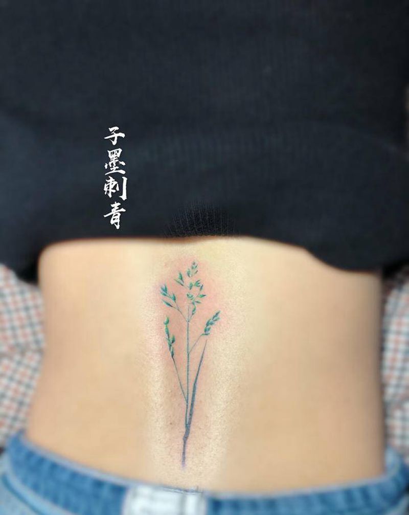 星星草纹身图片_腰部纹身图案