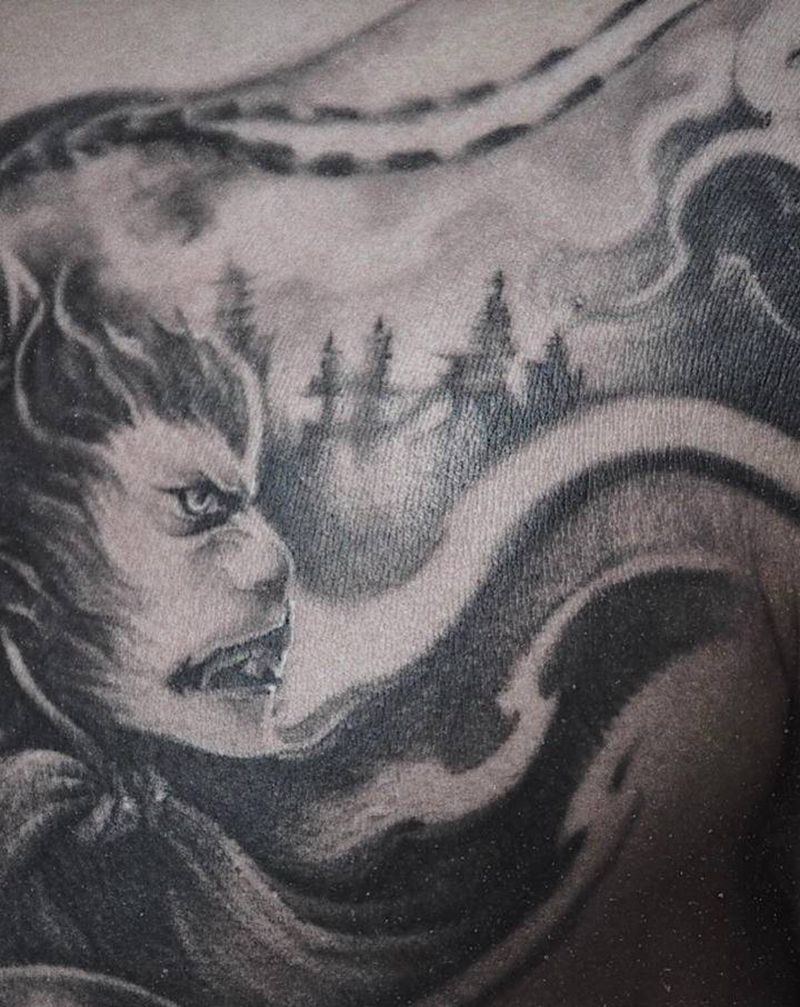 悟空纹身图片_胸部新传统悟空纹身图案