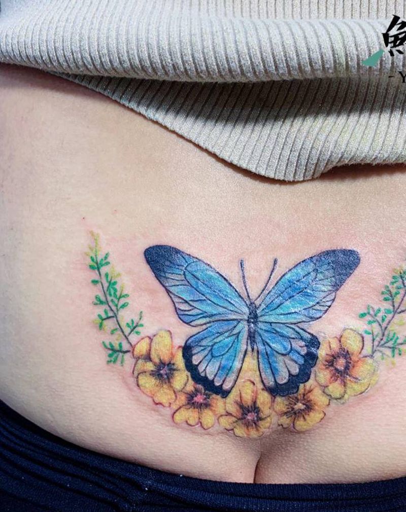 老纹身重新设计遮盖纹身图片_腰部纹身图案