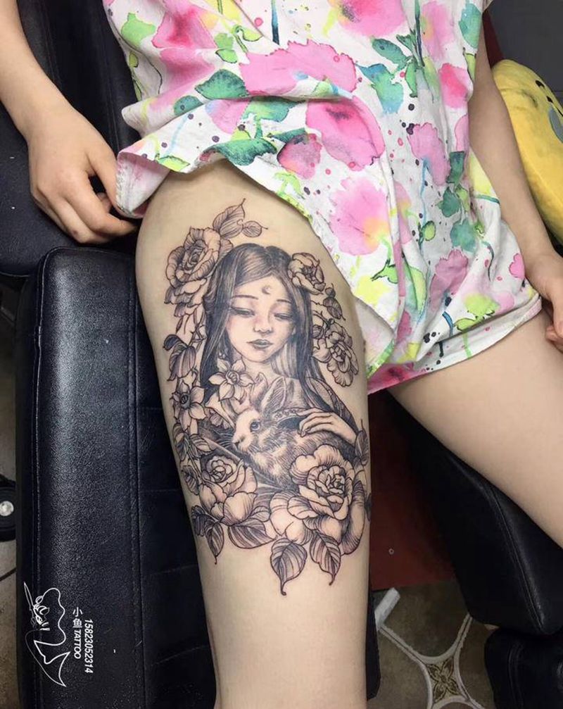 点刺纹身图片_腿部点刺纹身图案