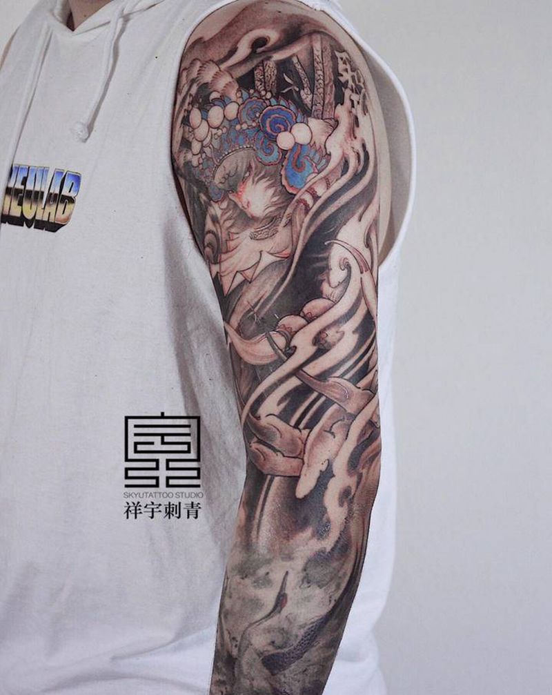 凌霄无双纹身图片_手臂新传统齐天大圣纹身图案